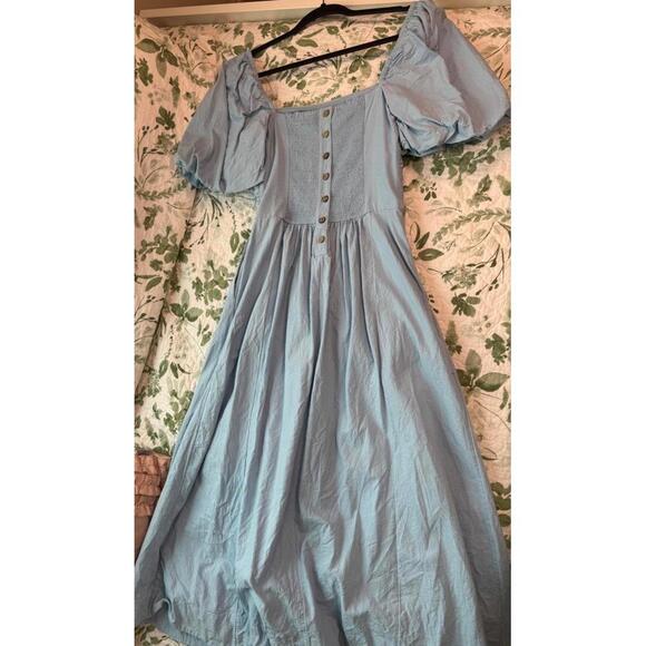Free People Ain’t She A Beaut Dress | Light Blue Midi | Size XS - Picture 3 of 6
